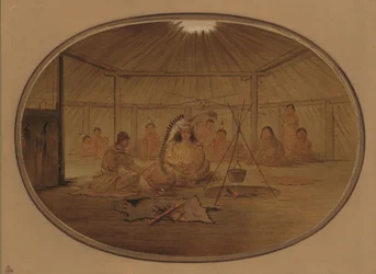Catlin festoyé par le chef Mandan, 1861-1869