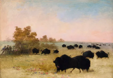 Catlin et son groupe traquant des bisons, Haut Missouri, 1846-1848