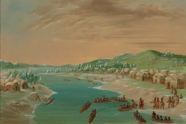 La Salle et son groupe arrivent au village des Illinois. 1er janvier 1680
