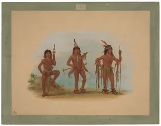 Homme-médecine Lengua avec deux guerriers