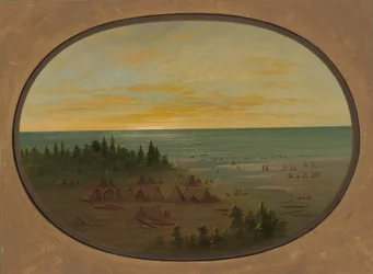 Village Nayas - Indiens se Baignant, 1855-1869