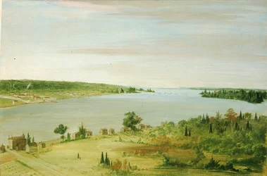Sault Ste. Marie, montrant la garnison des États-Unis au loin, 1836-1837