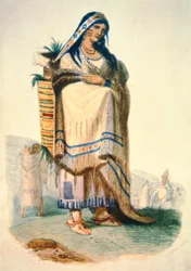 Mère Sioux avec bébé dans un porte-bébé