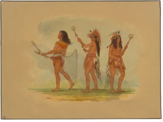 Trois célèbres joueurs de balle - Choctaw, Sioux et Ojibbeway