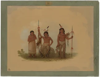 Deux guerriers Arapaho et une femme