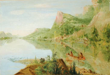 Vue sur la rivière Wisconsin, Winnebago Shooting Ducks