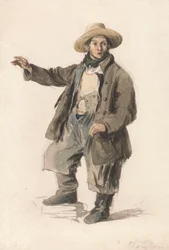 Porteur de poisson avec un chapeau de paille