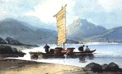 Bateau à voile jaune, Chine