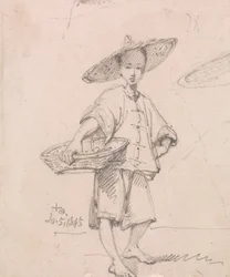 Jeune personne avec un panier