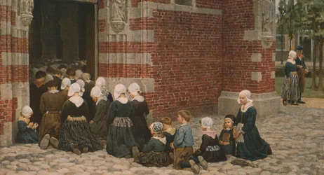 Grande messe dans un village de pêcheurs sur le Zuiderzee, Hollande, 1876, vers 1930