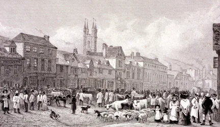 Marché de Smithfield, Londres, vers 1830
