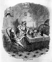 Illustration pour « Oliver Twist » par Charles Dickens (1812-1870), par George Cruikshank (1792-1878).