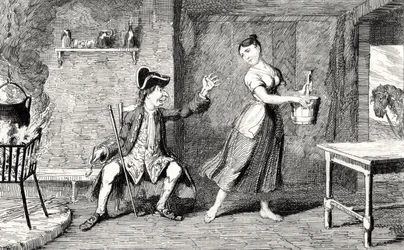 Jeannie Deans dans la chaumière de son père, illustration de 