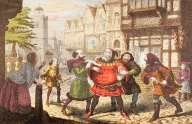 Mrs Quickly fait arrêter Sir John Falstaff dans Henry IV, Partie 2, de 