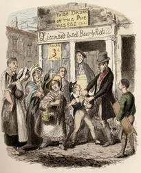 Nancy et Sikes kidnappent Oliver dans les rues - Oliver réclamé par ses amis affectueux - Illustration pour 
