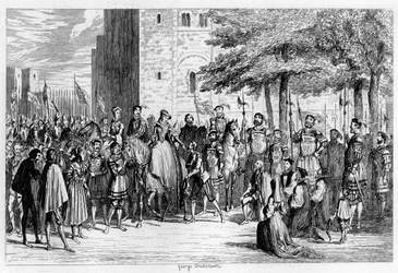 La reine Mary recevant les prisonniers sur la Tour Verte, 1553, 1840