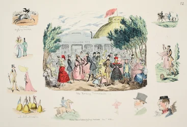 La promenade matinale, pub. 1833 (gravure en couleur)