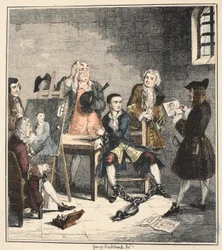 Le Portrait, illustration de Jack Sheppard : Une romance par William Harrison Ainsworth, publié 1839 (eau-forte en couleur)