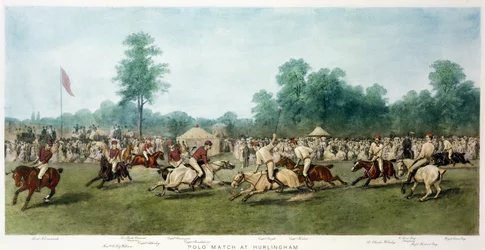 Match de polo à Hurlingham entre les Horse Guards (Bleu) et l