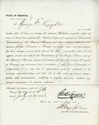 Serment de loyauté de George E. Leighton du Missouri, Comté de St. Louis