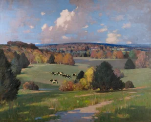 Paysage du Sussex avec du bétail