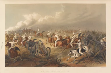 Artillerie à cheval en action, vers 1857