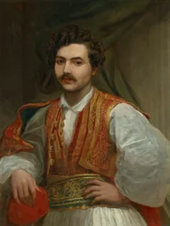 Portrait de Nicolas Ionides (1815-1873), en demi-longueur, en costume grec