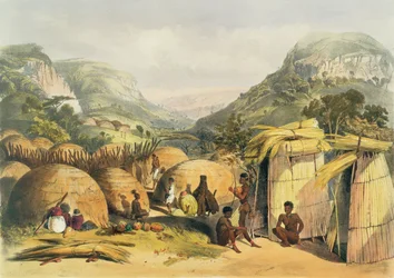 Inanda Kraal, Natal, planche 25 de Les Cafres Illustrés, 1849