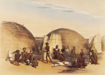 La vie dans un kraal zoulou