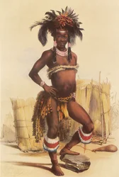 Nc’pae, un jeune Zoulou en costume de danse