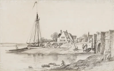 Pont de Bourne et Ostrich Creek sur la rivière Orwell, avec le pub "The Ostrich"