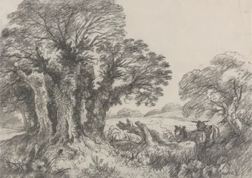 Paysage avec des Ânes