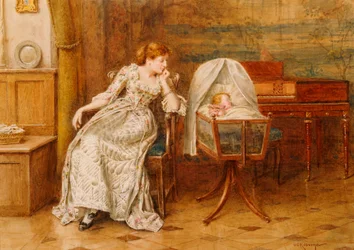 Un intérieur avec une mère et un enfant