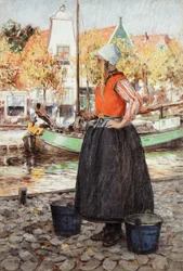 Femme le long du canal