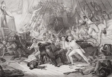Nelson abordant le San Josef à la bataille de Saint-Vincent, 14 février 1797, tiré de 
