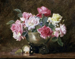 Roses. Peinture de George Lawrence Bulleid (1858-1933) Collection privee.