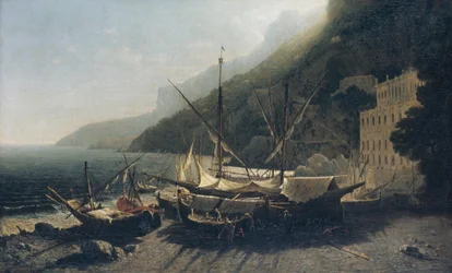 Vue à Amalfi, Baie de Salerne, 1857
