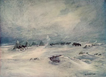 Une tempête de neige sur la barrière, vers 1908, 1909
