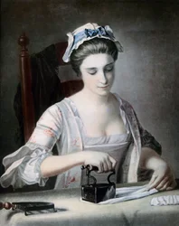 Une servante repassant, 18ème siècle