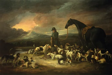 Chasseur avec sa meute (huile sur toile)