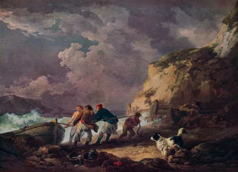 Rivage : Pêcheurs tirant un bateau, 1791