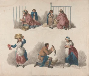 Ensemble de cinq : Cinq études de colporteurs