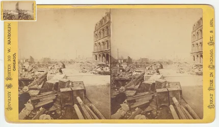 Stéréographe des coffres-forts pris dans les ruines de Dearborn Street après l