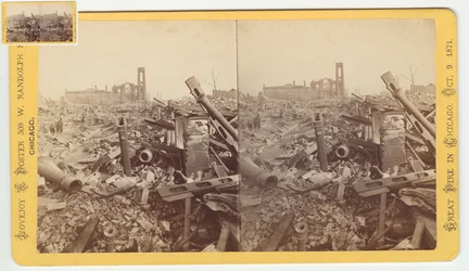 Stéréographe des ruines du Mammoth Store de Field & Leiter après l