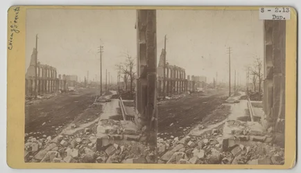 Vue stéréoscopique de Clark Street après l