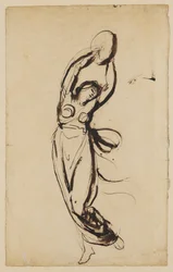 Une nymphe dansant avec un tambourin