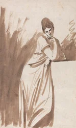 Dame appuyée sur une colonne - (Peut-être une esquisse pour Miss Woodley)