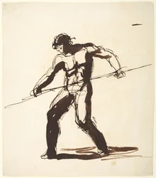 Un homme avec une lance