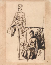 Femme assise, deux études