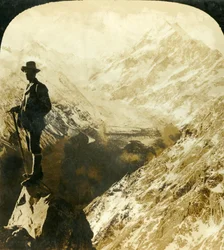 Mont Cook et la tête du glacier Hooker, Nouvelle-Zélande, vers 1909